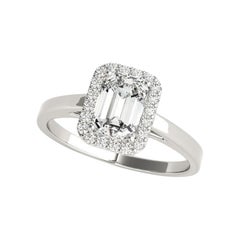GIA Certified 1.01 Carat Emerald Halo 18K White Gold Diamond Ring