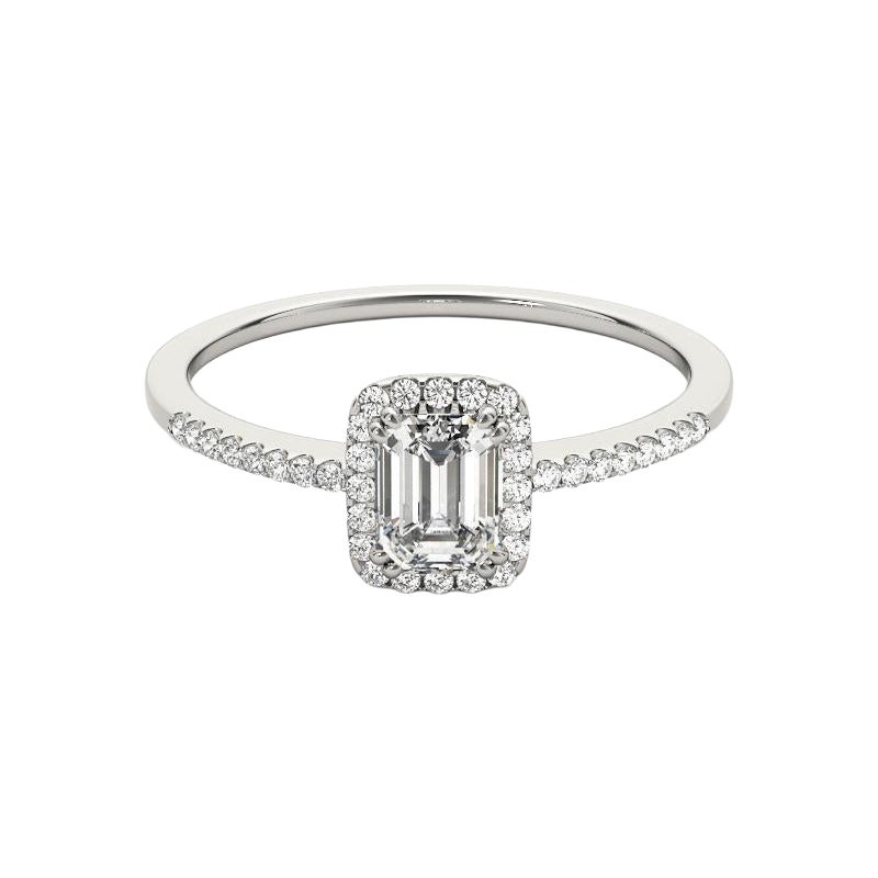 GIA zertifiziert 1.01 Karat Smaragd Halo Filigran Korb Diamant Ring