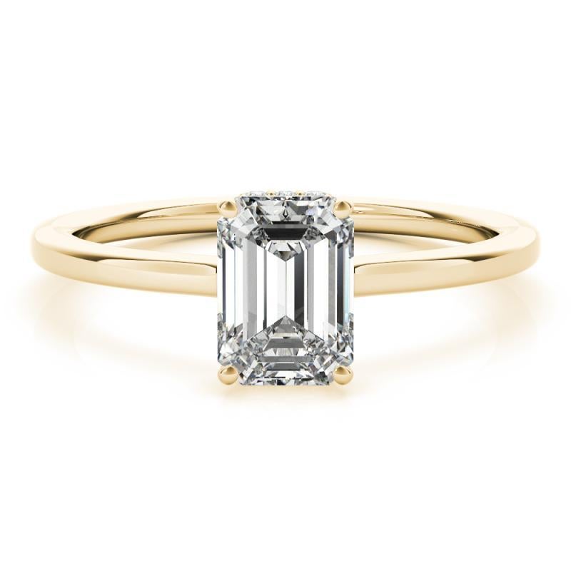 GIA Certified 1.01 Carat Emerald Hidden Halo Slim Band Diamond Ring In New Condition For Sale In New York, NY