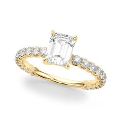 GIA zertifiziert 1.01 Karat Smaragd mit teilweise Ewigkeit Diamantring