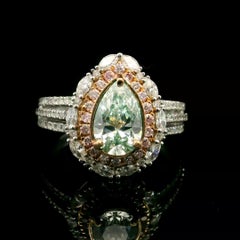 Bague en diamant certifié GIA de 1,01 carat jaune vert VS1