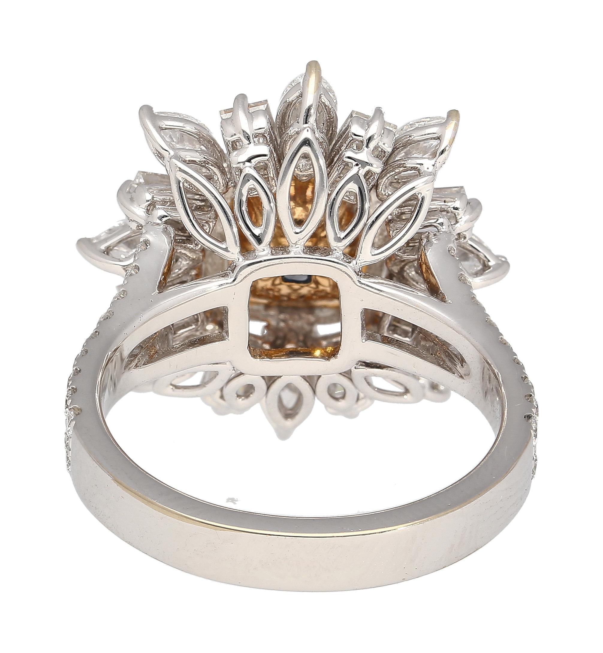 GIA Certified 1.01 Carat Fancy Blue Diamond, Pink Diamond and Diamond 18K Ring For Sale 5