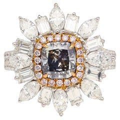 GIA zertifiziert 1,01 Karat Fancy Blue Diamond, Pink Diamond und Diamant 18K Ring