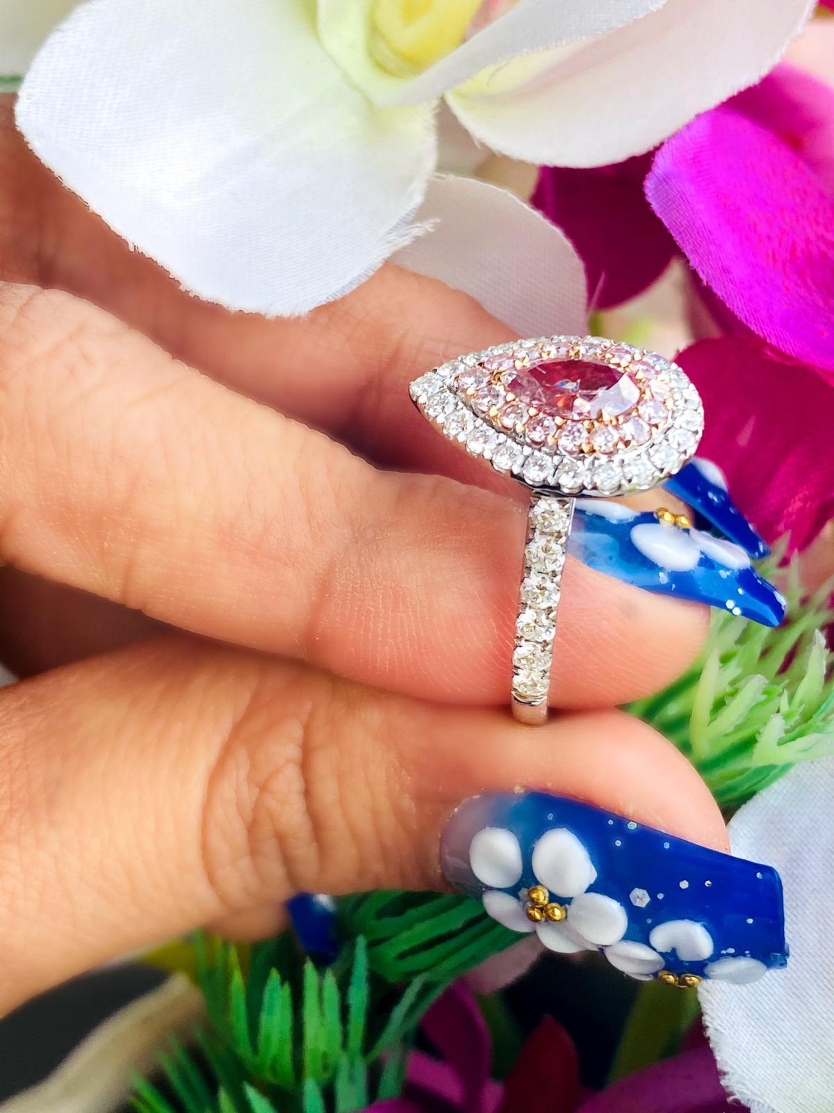 GIA Certified 1.01 Carat Fancy Brown Pink I2 Clarity Diamond Ring For Sale 5