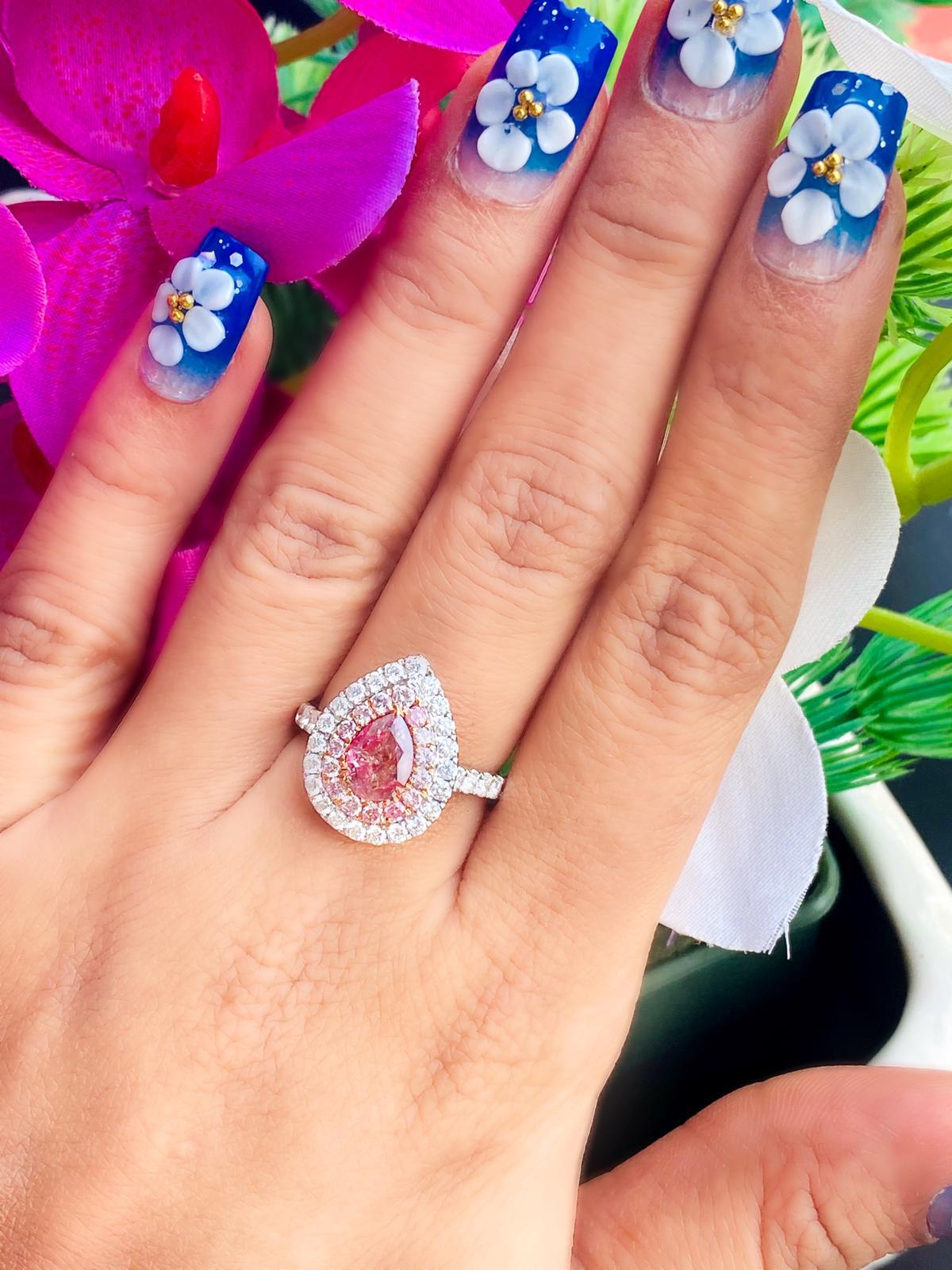 GIA Certified 1.01 Carat Fancy Brown Pink I2 Clarity Diamond Ring For Sale 4