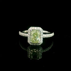 GIA Certified 1.01 Carat Fancy Brownish Greenish Yellow SI2 Clarity Diamond Ring