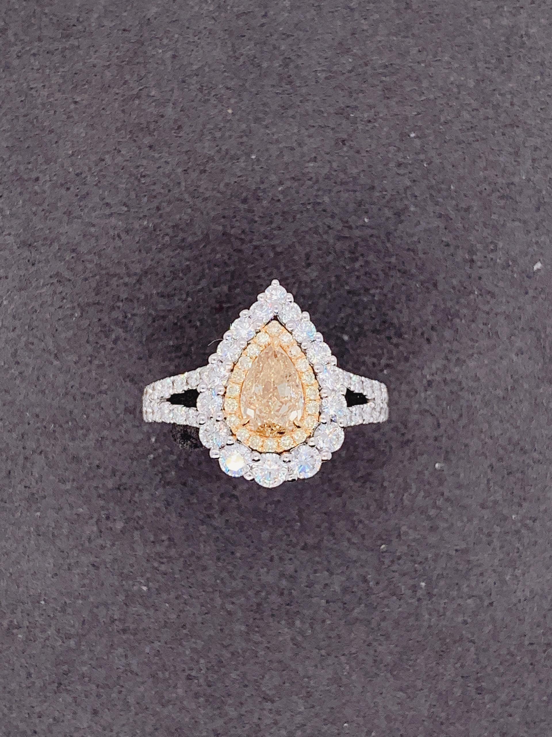 White Gold GIA Certified 1.01 Carat Fancy Brownish Yellow Diamond Ring For Sale 3