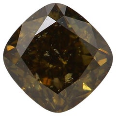 GIA Certified 1.01 Carat Fancy Dark Greenish Brown I2 Clarity Diamond