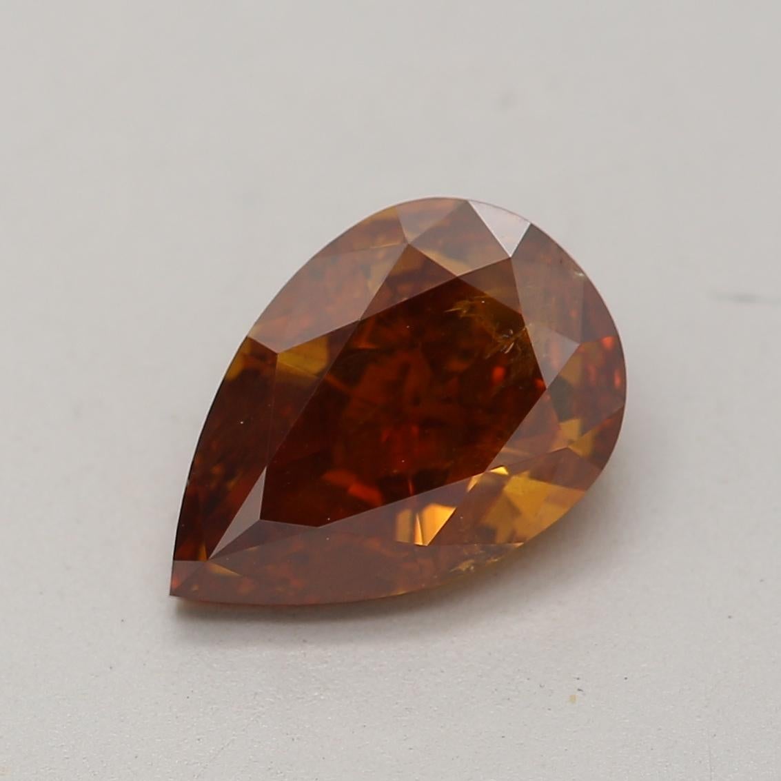 Pear Cut GIA Certified 1.01 Carat Fancy Deep Brown Orange I1 Clarity Diamond For Sale