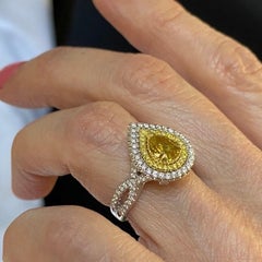 GIA-zertifizierter 1,01 Karat Fancy tiefbrauner gelber birnenförmiger Diamant-Verlobungsring