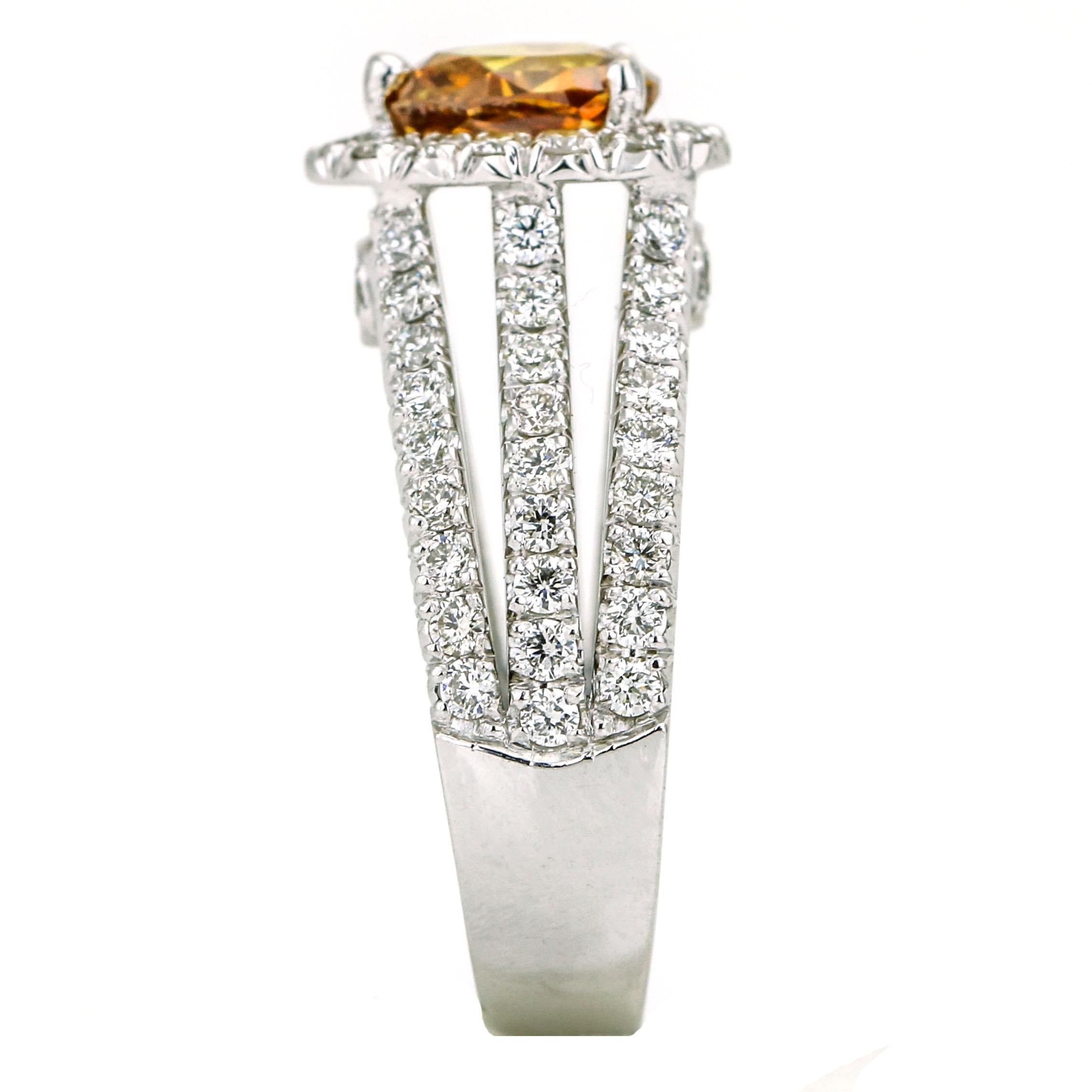 1.01 Carat 18k Gold GIA Certified Natural Fancy Orange Diamond Engagement Ring For Sale 4