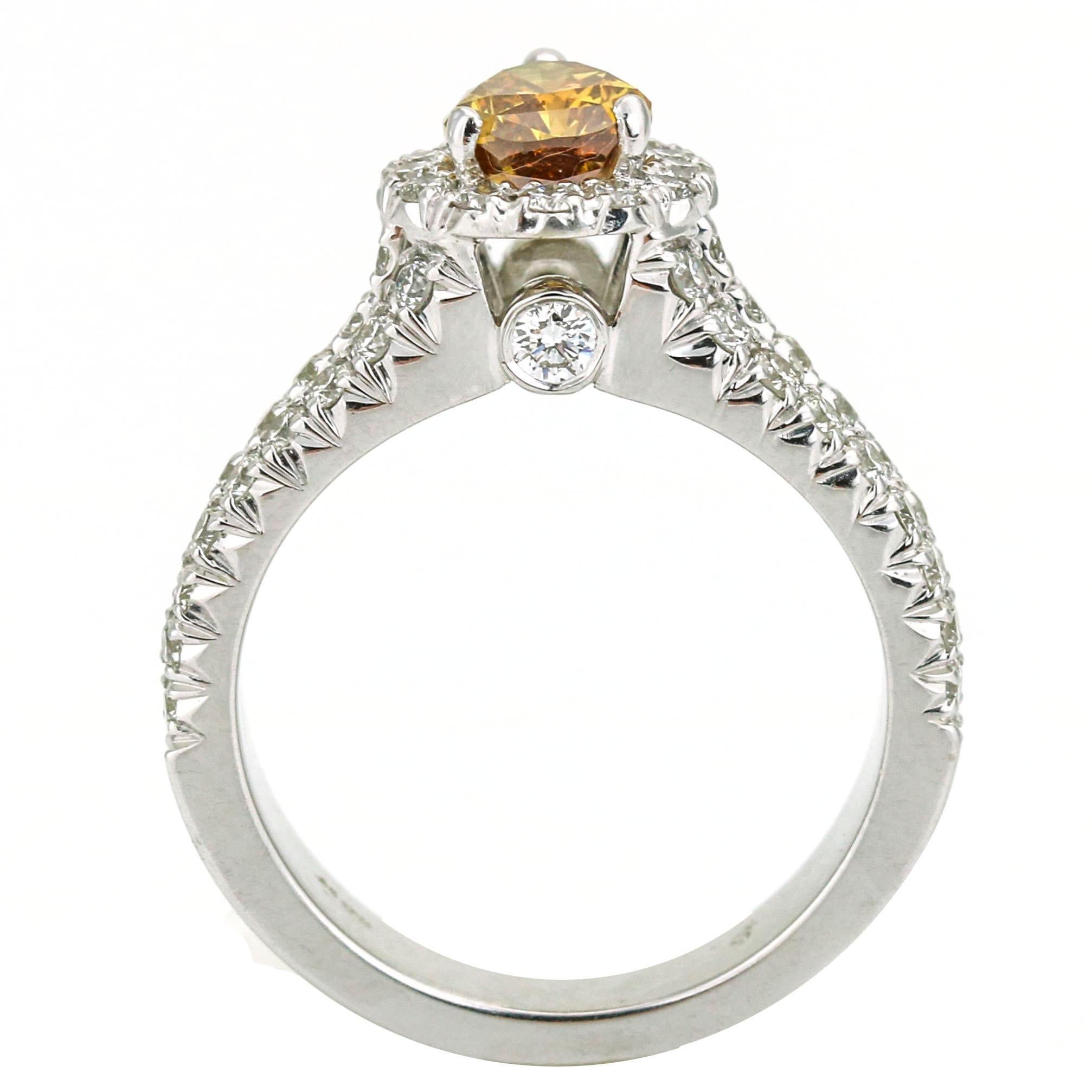 1.01 Carat 18k Gold GIA Certified Natural Fancy Orange Diamond Engagement Ring For Sale 5