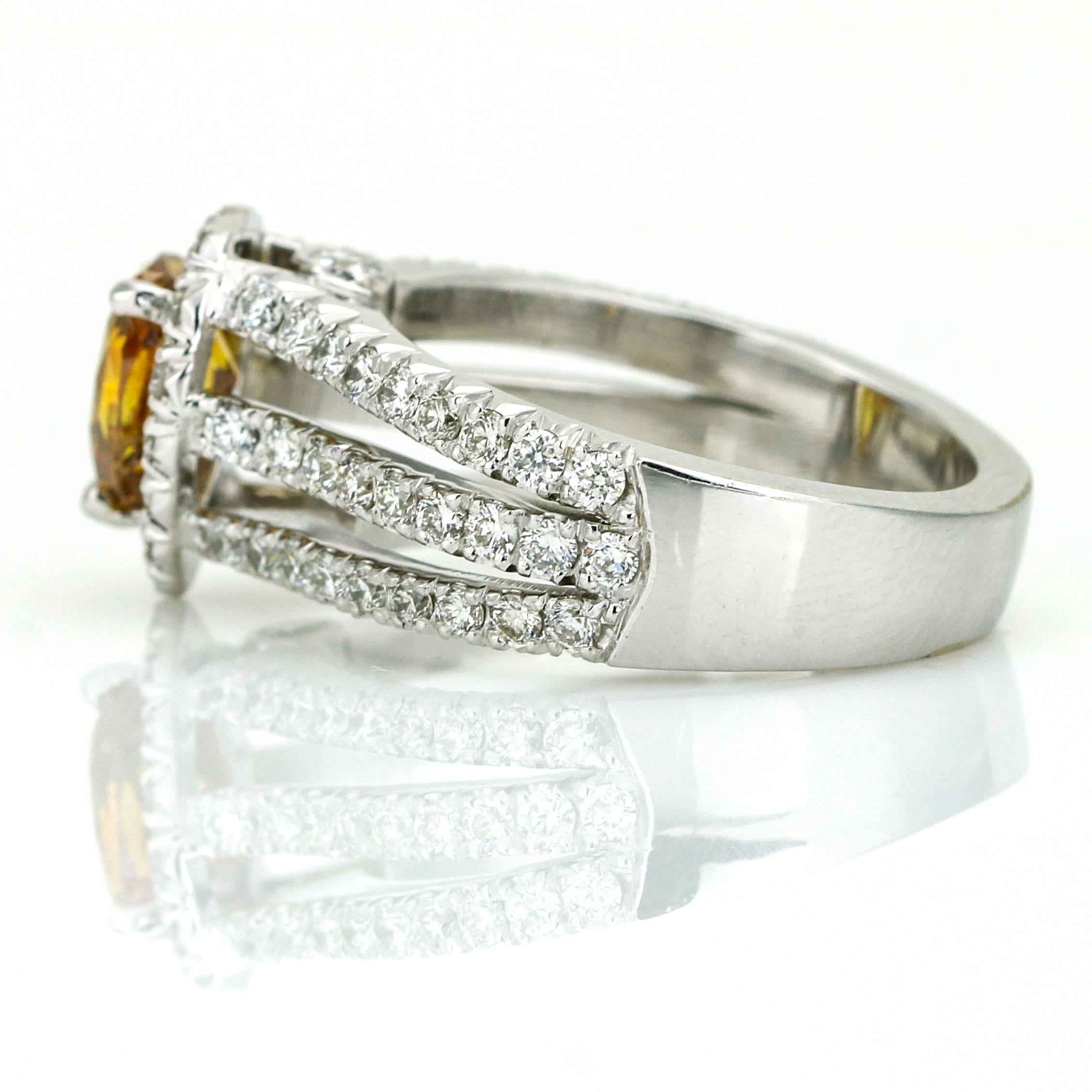 Women's 1.01 Carat 18k Gold GIA Certified Natural Fancy Orange Diamond Engagement Ring For Sale