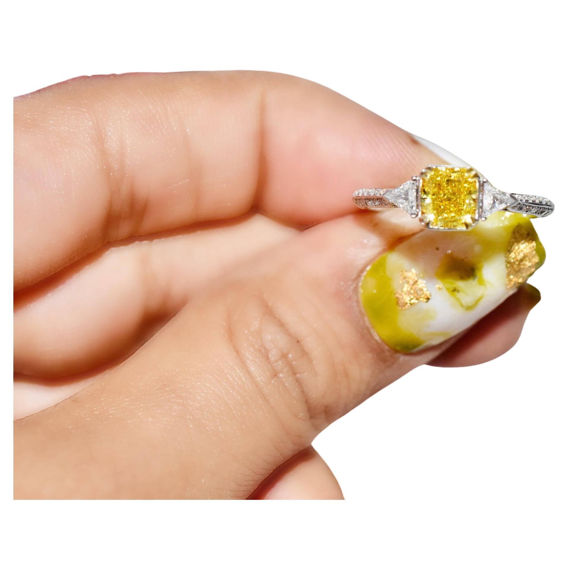GIA Certified 1.01 Carat Fancy Deep Yellow VS2 Clarity Diamond Ring