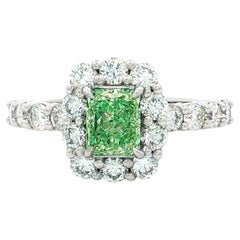 GIA-zertifiziert 1,01 Karat Fancy Grün SI Reinheit Diamantring
