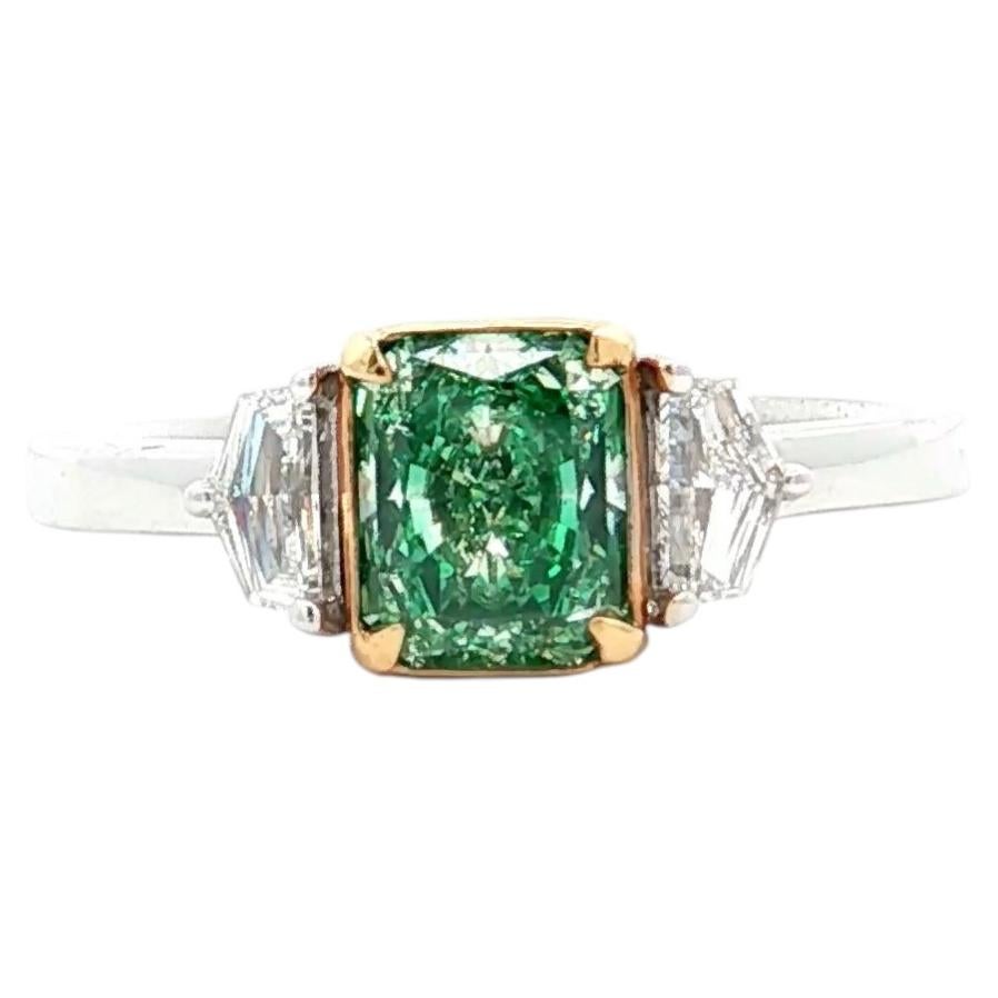 GIA Certified 1.01 Carat Fancy Green VS Clarity Diamond Ring