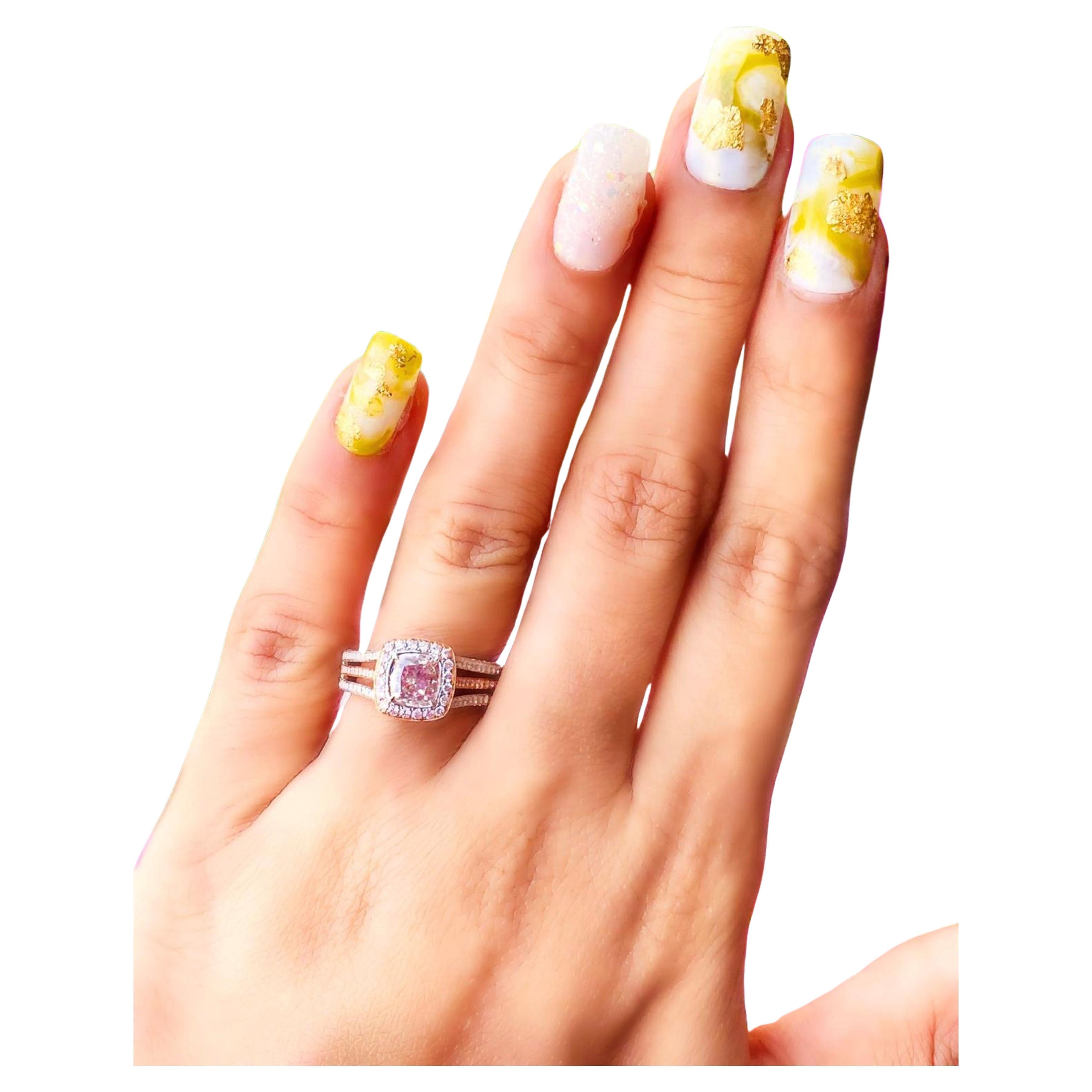 GIA Certified 1.01 Carat Fancy Pinkish Brown Diamond Ring I2 Clarity