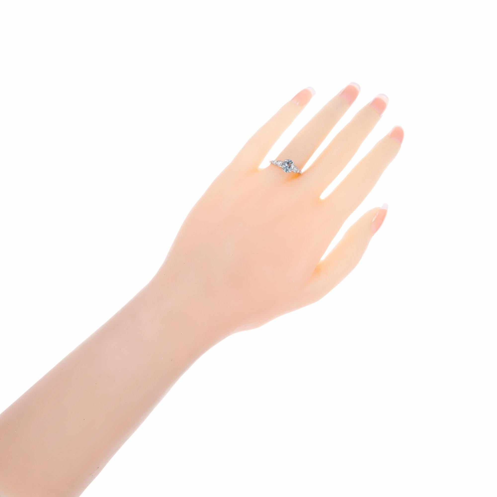 GIA Certified 1.01 Carat Green Sapphire Diamond White Gold Engagement Ring 1