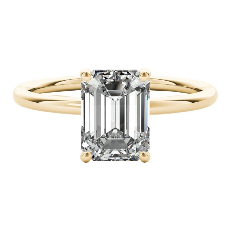 GIA-zertifizierter 1.01-Karat-Smaragd-Solitär-Diamantring mit verstecktem Halo