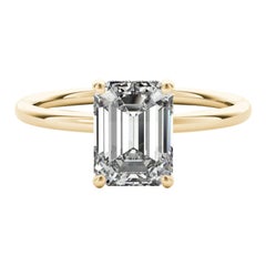GIA Certified 1.01 Carat Hidden Halo Emerald Solitaire Diamond Ring