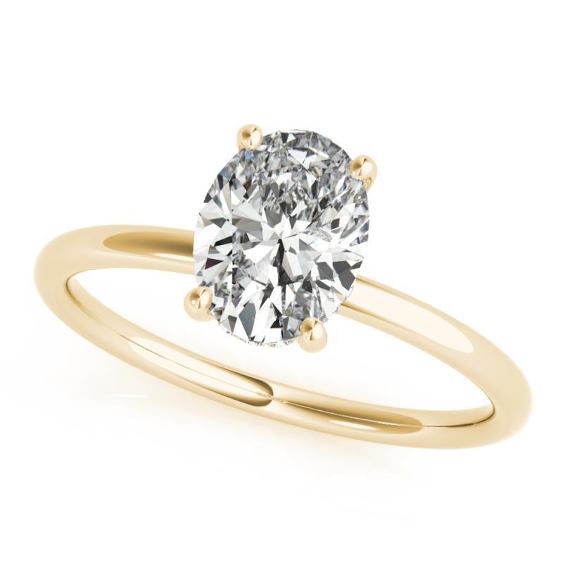 Taglio ovale Anello con diamante ovale solitario in oro giallo certificato GIA da 1,01 carati con alone nascosto in vendita