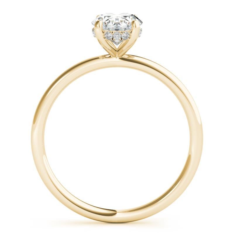 Anello con diamante ovale solitario in oro giallo certificato GIA da 1,01 carati con alone nascosto In condizioni Nuovo in vendita a New York, NY
