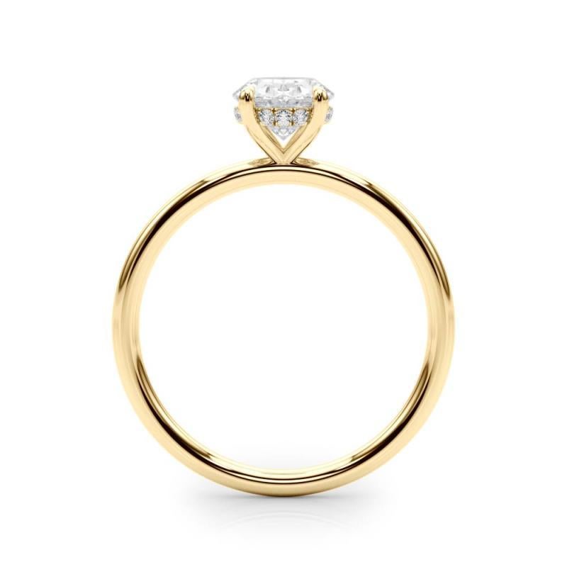 Donna Anello con diamante ovale solitario in oro giallo certificato GIA da 1,01 carati con alone nascosto in vendita