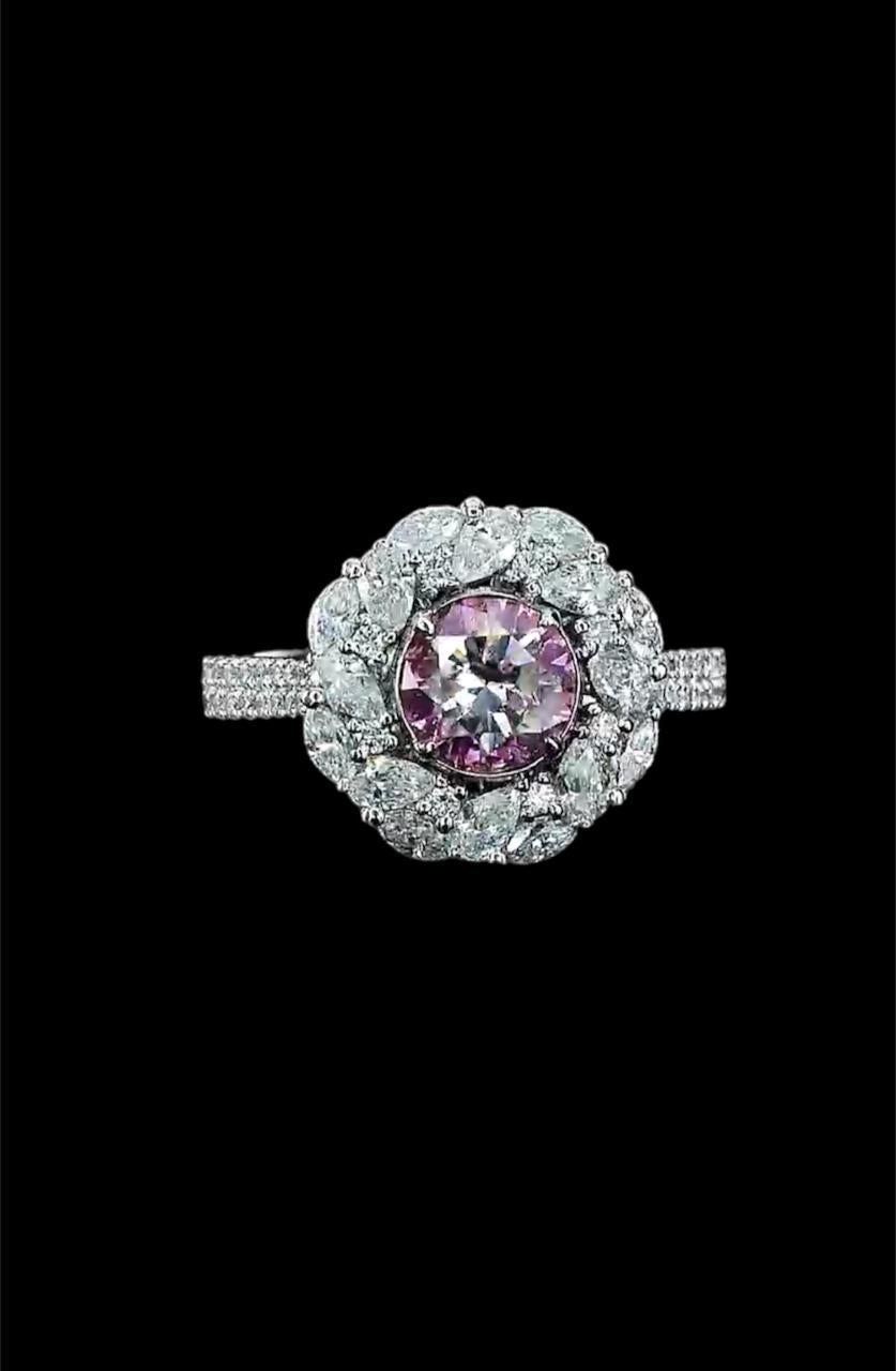 GIA Certified 1.01 Carat Light Pink Diamond Ring  For Sale 5