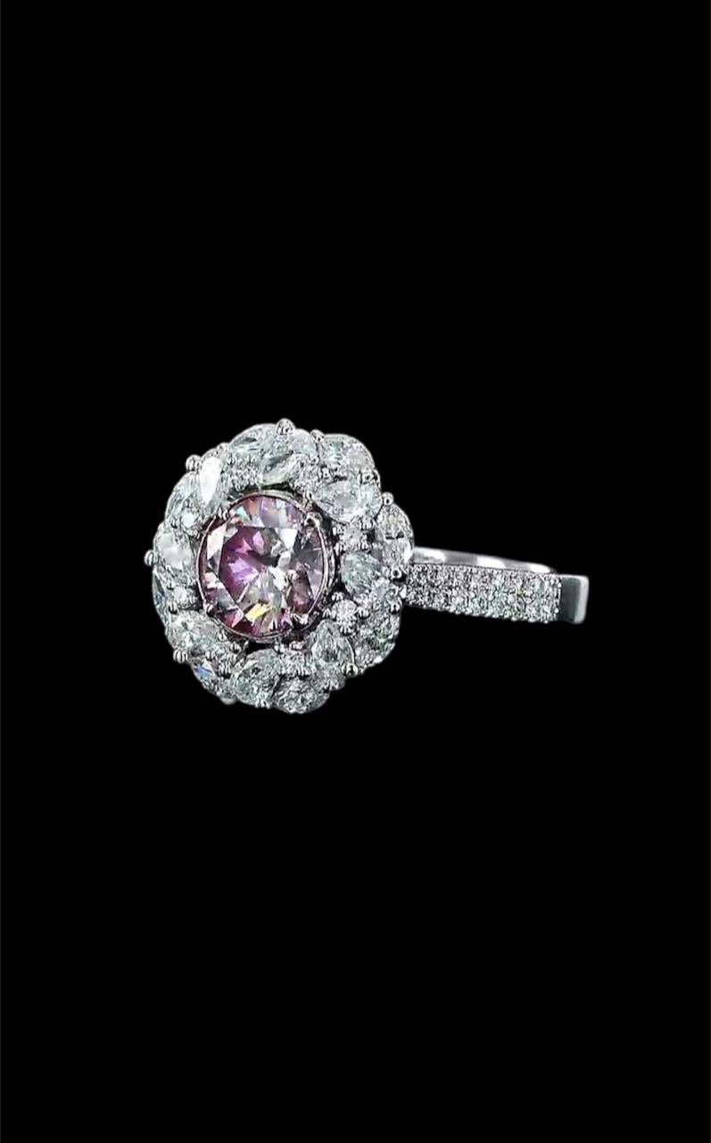 GIA Certified 1.01 Carat Light Pink Diamond Ring  For Sale 4