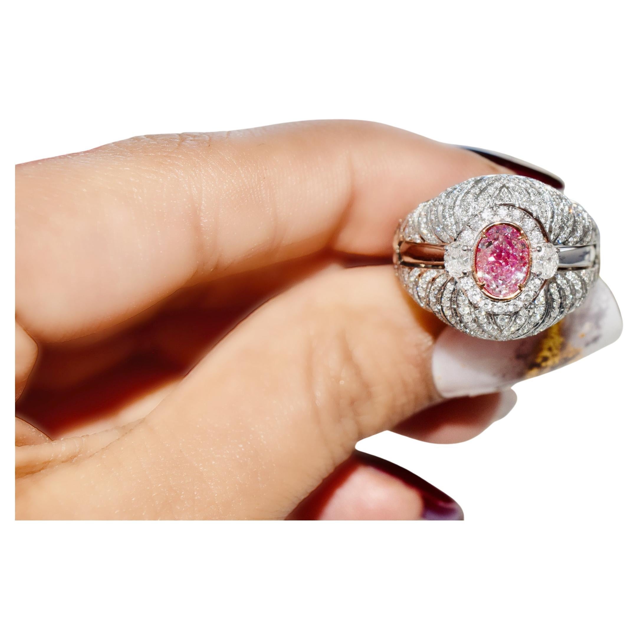 GIA Certified 1.01 Carat Light Pink I2 Clarity Diamond Ring For Sale