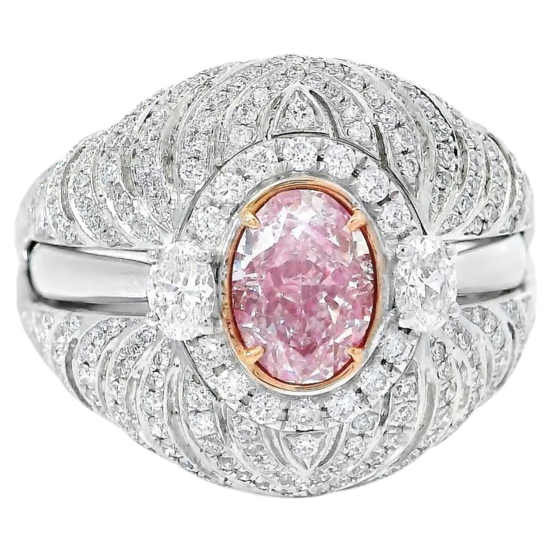 GIA Certified 1.01 Carat Light Pink I2 Clarity Diamond Ring For Sale