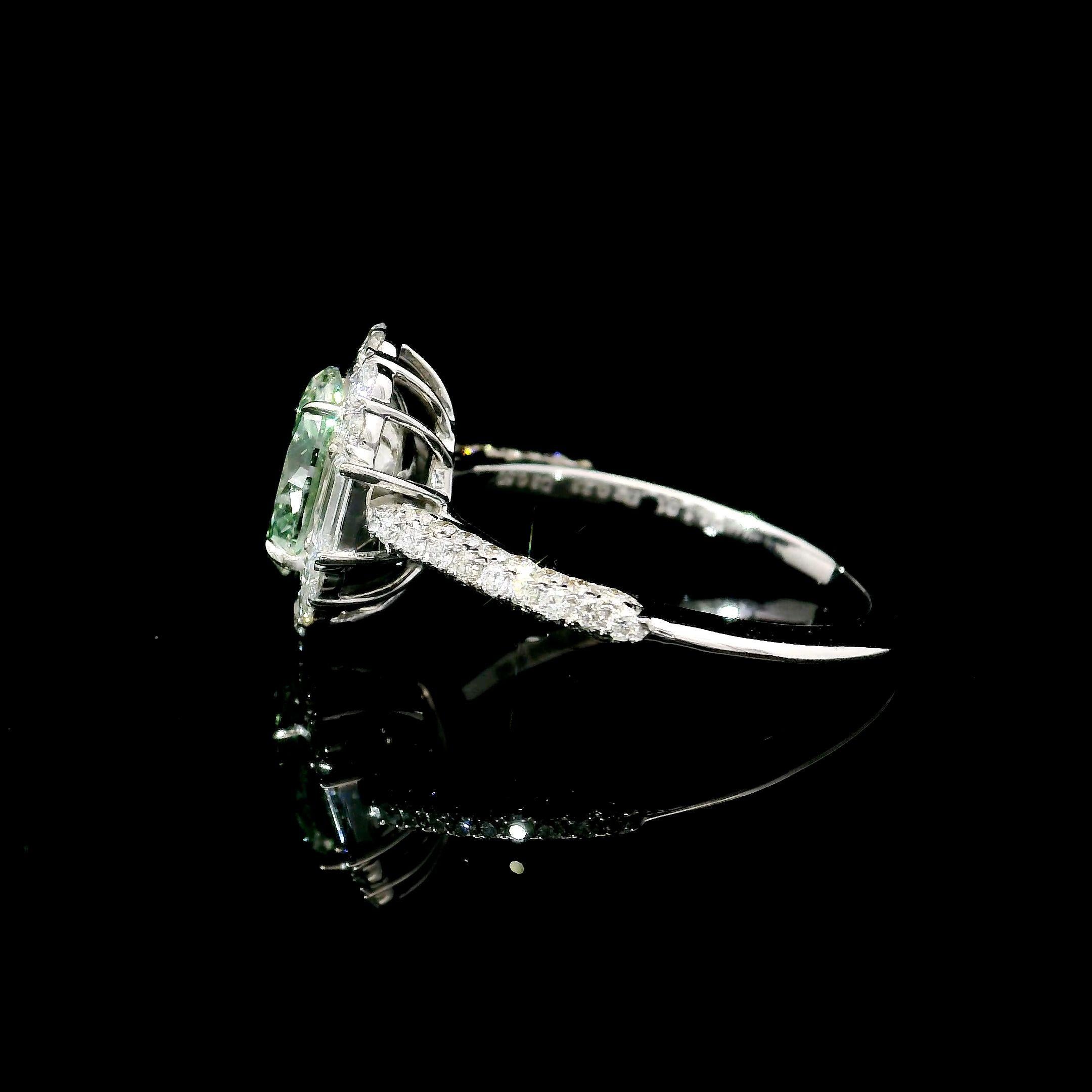GIA Certified 1.01 Carat Light Yellow Green 18K Ring SI2 Clarity Diamond Ring 1