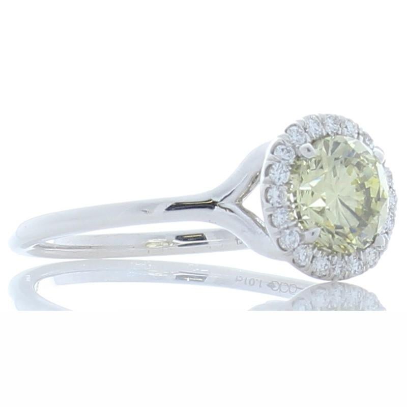 GIA Certified 1.01 Carat Natural Fancy Yellow Diamond White Gold Cocktail Ring In New Condition For Sale In Chicago, IL