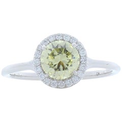 GIA Certified 1.01 Carat Natural Fancy Yellow Diamond White Gold Cocktail Ring