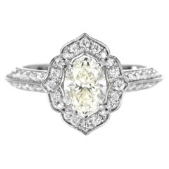 Bague en platine avec diamant naturel sans défaut interne de 1,01 carat certifié par le GIA