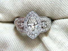 GIA Certified 1.01 Carat Natural Marquise Diamond Cluster Halo Ring 18 Karat*