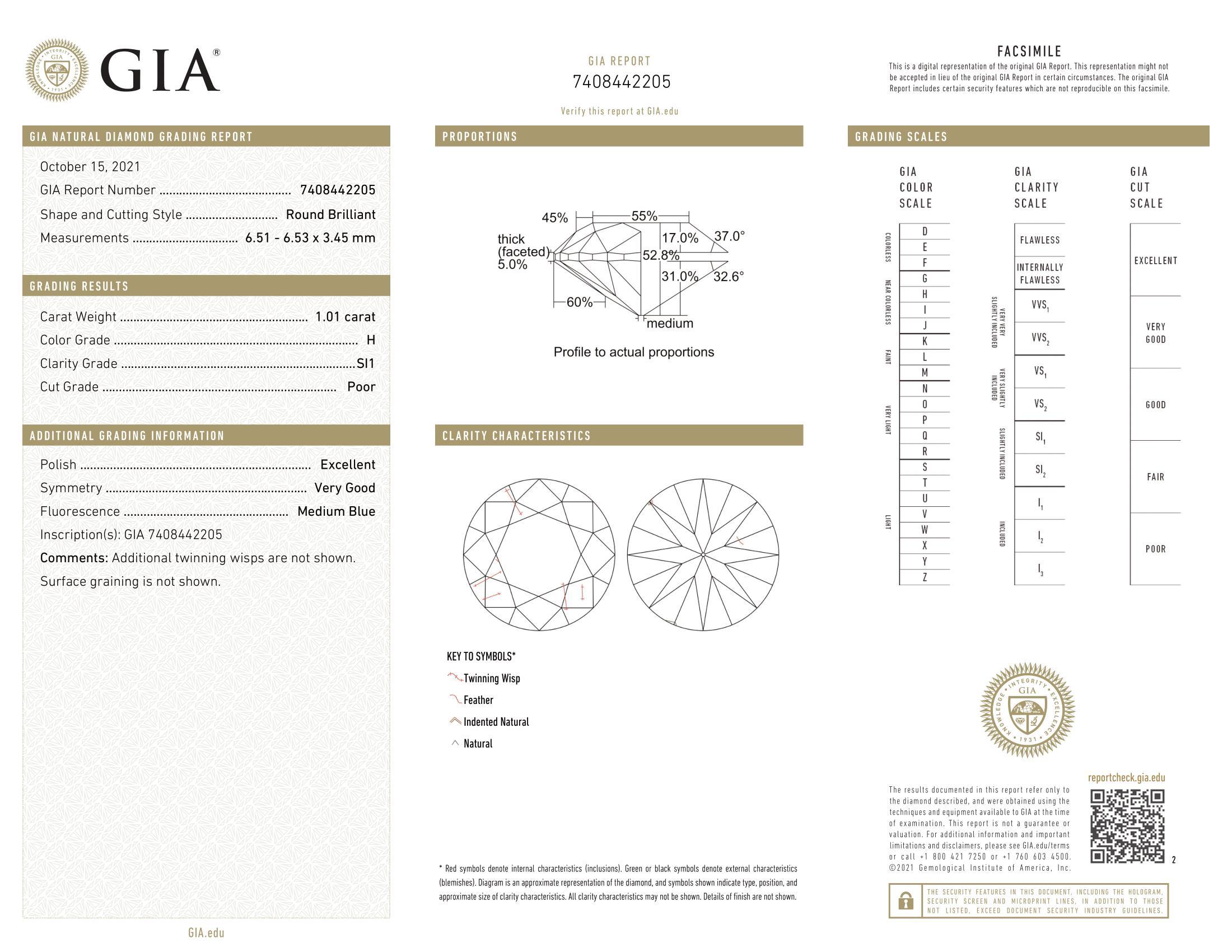 Diamant naturel de 1,01 carat de taille européenne ancienne certifié par le GIA en vente 1