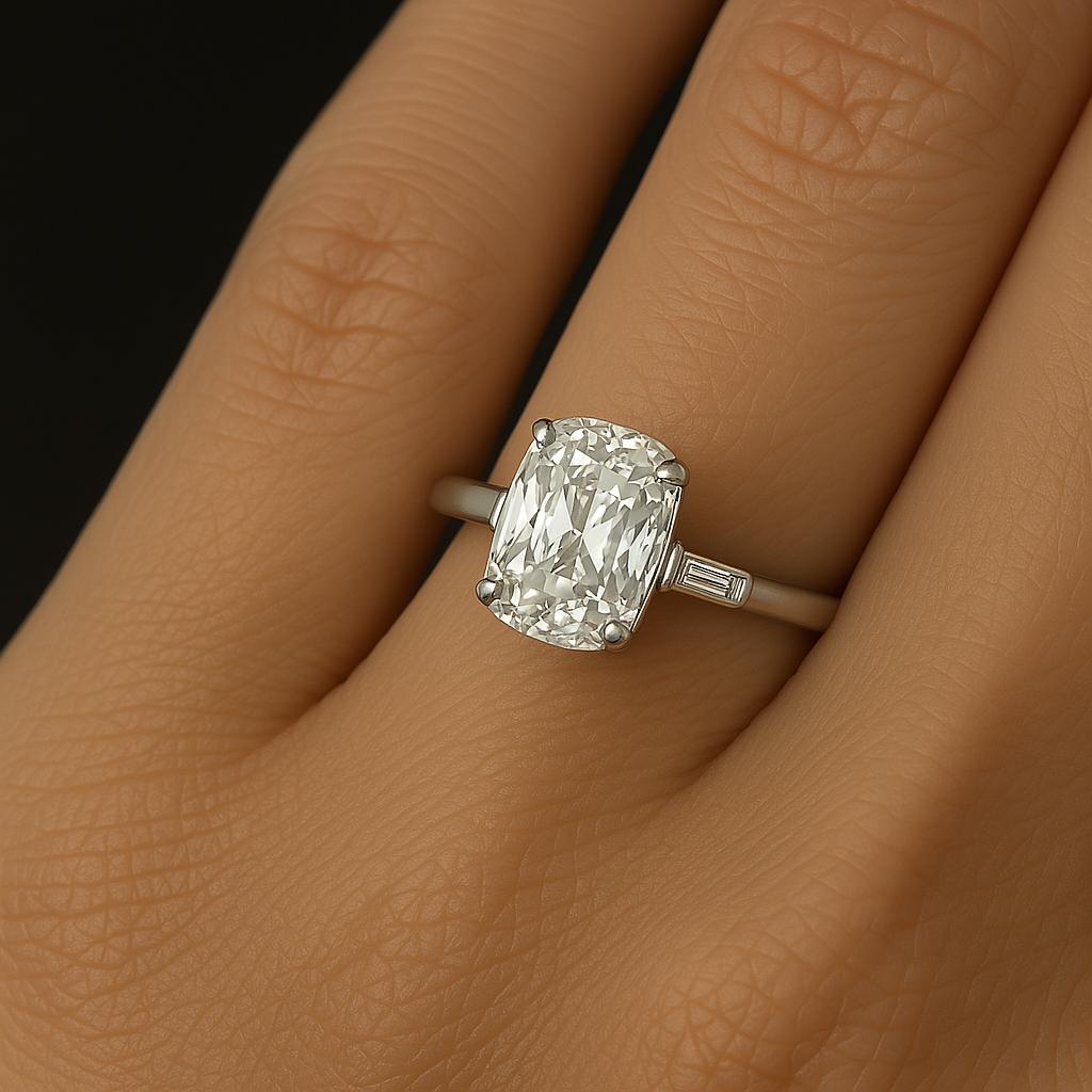Art Deco GIA Certified 1.01 Carat Old Mine Cut Diamond Platinum Engagement Ring For Sale