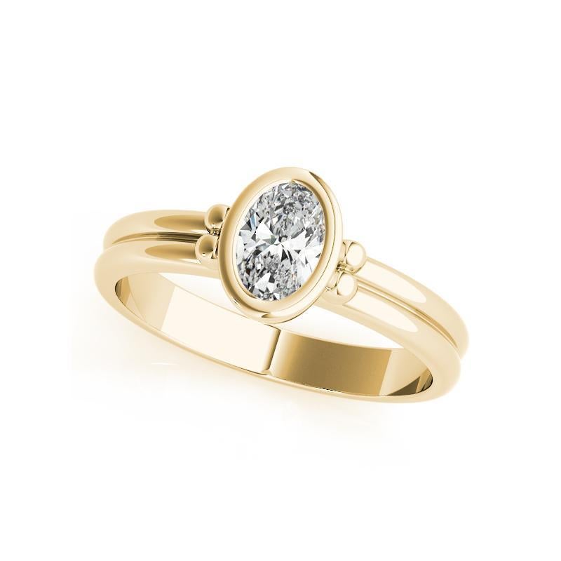 Taglio ovale Anello con diamante a doppia fascia con castone ovale solitario certificato GIA da 1.01 carati in vendita