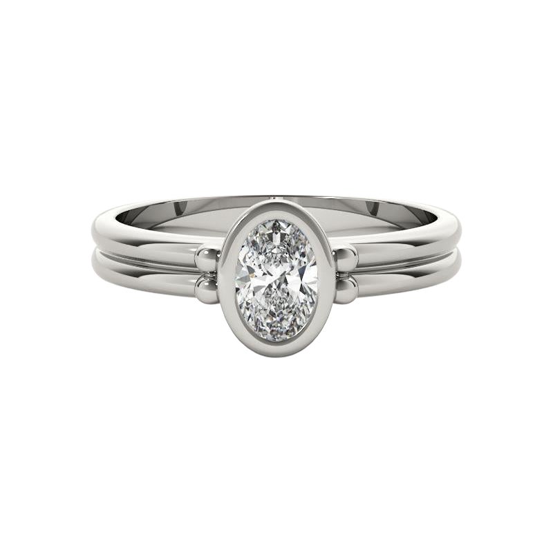 Anello con diamante a doppia fascia con castone ovale solitario certificato GIA da 1.01 carati