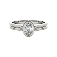 Anello con diamante a doppia fascia con castone ovale solitario certificato GIA da 1.01 carati