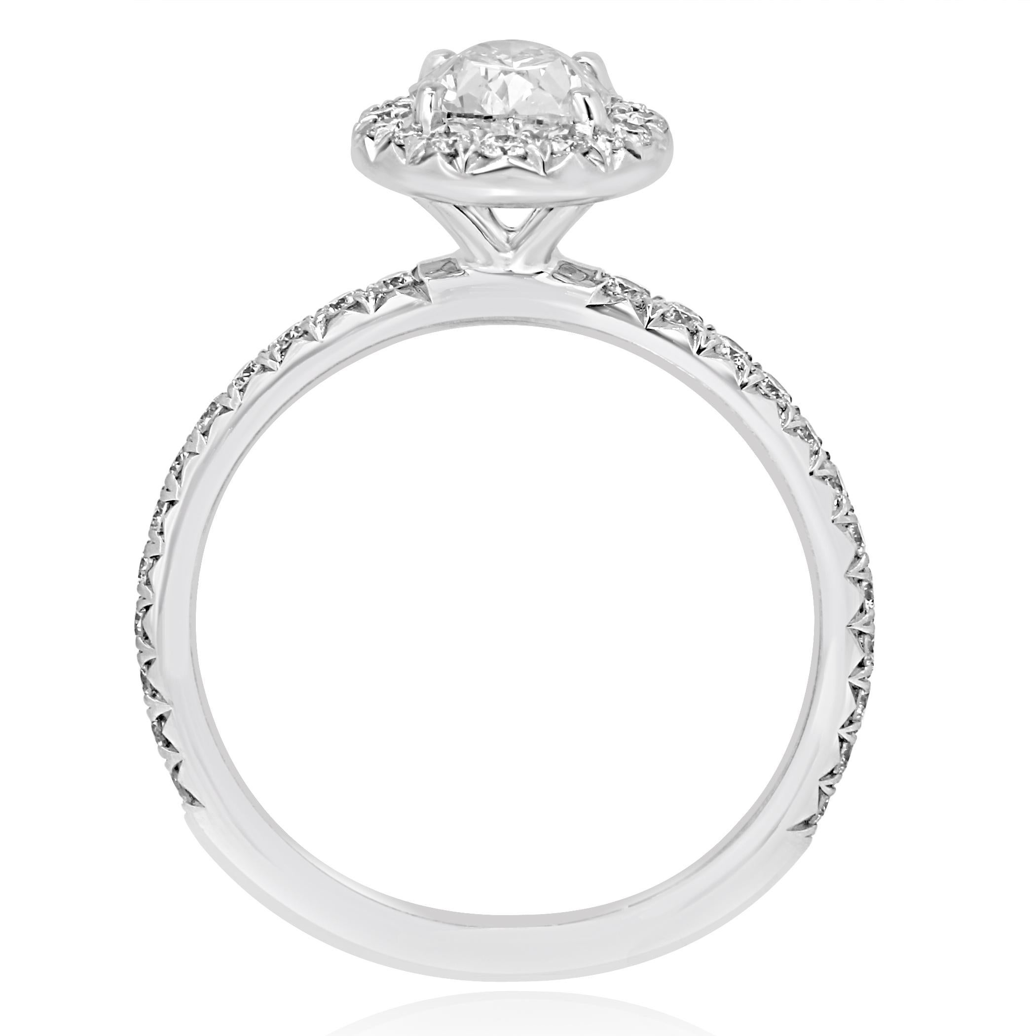 Women's GIA Certified 1.01 Carat Oval Diamond Halo Gold Platinum Engagement Bridal Ring