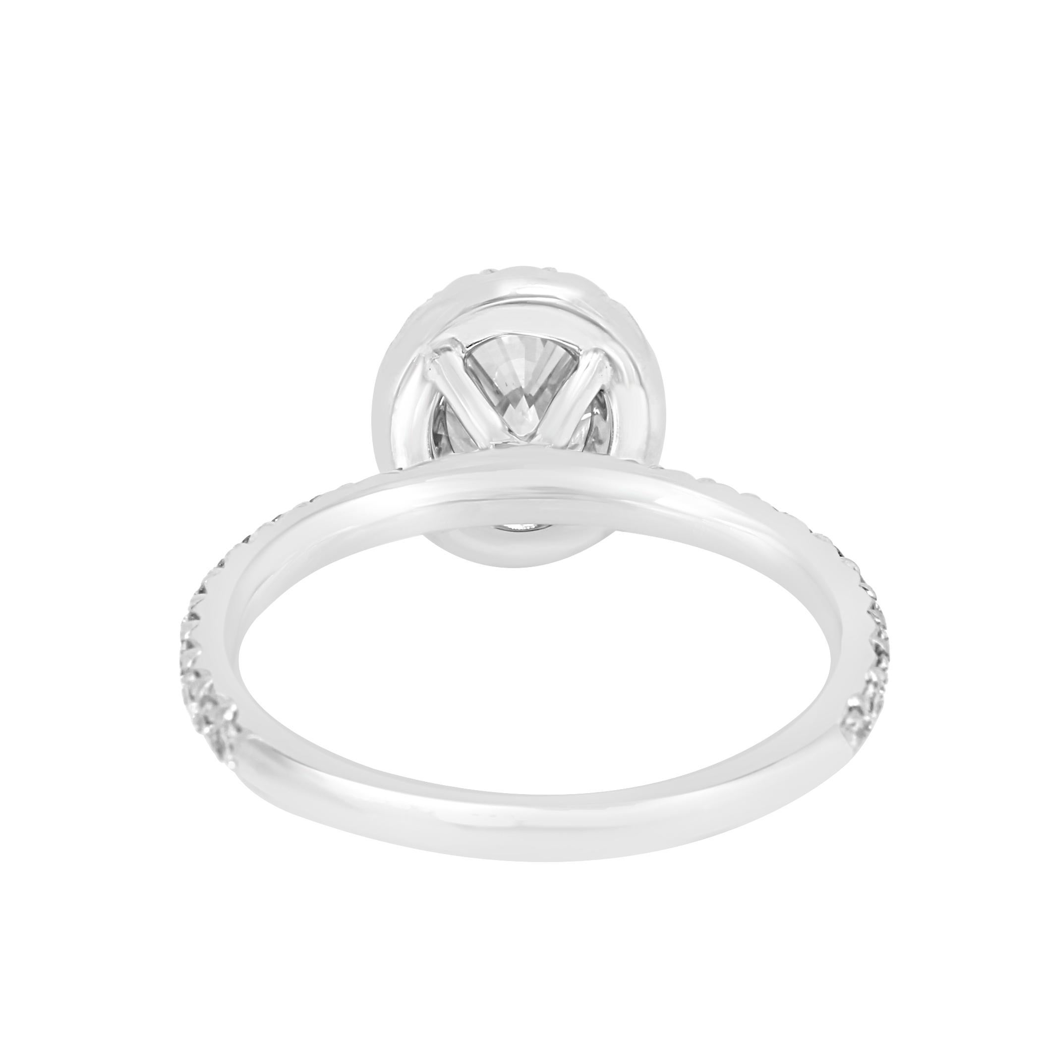 GIA Certified 1.01 Carat Oval Diamond Halo Gold Platinum Engagement Bridal Ring 1