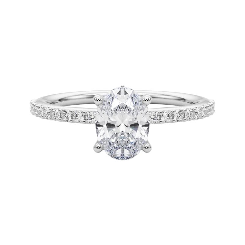 GIA Certificato 1.01 Carato Ovale Halo Mezza Eternità  Anello con diamante