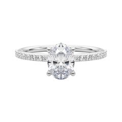 GIA Certified 1.01 Carat Oval Halo Half Eternity  Diamond Ring