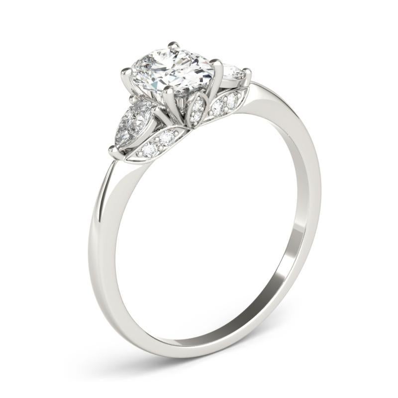 GIA Certificato 1,01 Carati Ovale e Pera a Tre Pietre  Anello con diamante in vendita 1