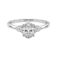 GIA Certificato 1,01 Carati Ovale e Pera a Tre Pietre  Anello con diamante