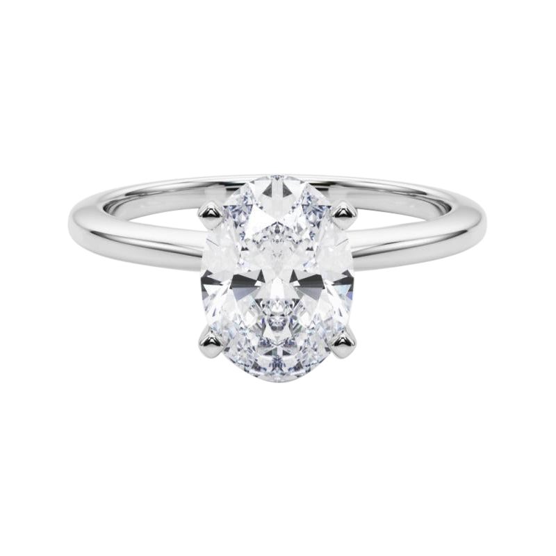 Bague solitaire en platine certifiée GIA de 1.01 carat de diamant ovale et sertie