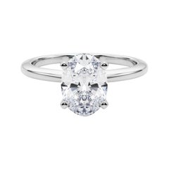 Bague solitaire en platine certifiée GIA de 1.01 carat de diamant ovale et sertie