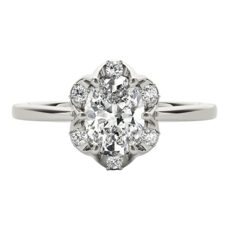 GIA Certified 1.01 Carat Oval Raindrop Tulip 18K White Gold Diamond Ring